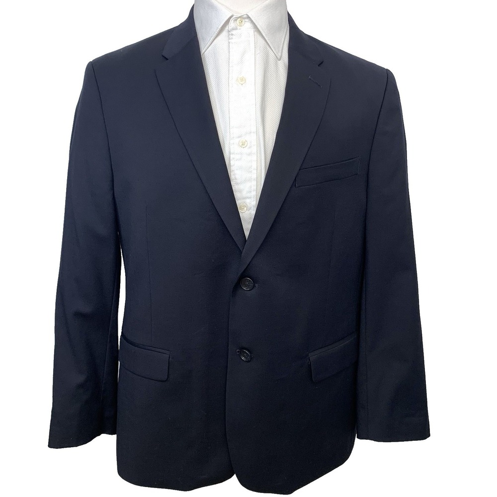 Tommy Hilfiger Navy Blue 100% Wool Two Button Blazer Jacket Men 44S Business